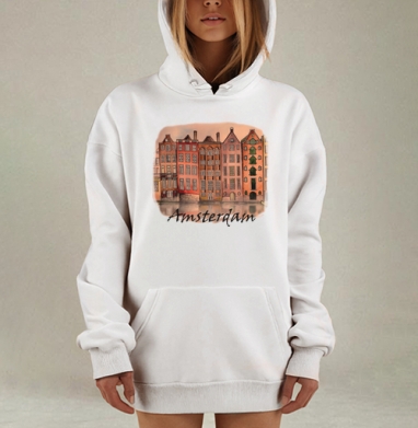 Танцующие дома Амстердама, Hoodie Mjhigh Dig, оверсайз, утепленная