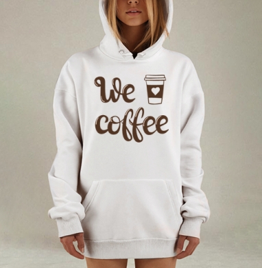 We Coffee — тёплый каллиграфический принт с сердцем - Магазин футболок Juristka