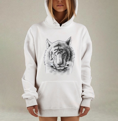 Тёплый тигр, Hoodie Mjhigh Dig, оверсайз, утепленная