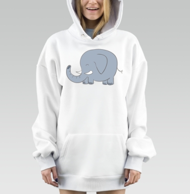 Милый мультяшный слон в пастельных тонах, Hoodie Mjhigh Dig, оверсайз, утепленная
