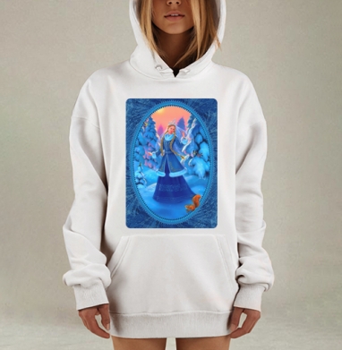 Волшебная Снегурочка в зимнем лесу, Hoodie Mjhigh Dig, оверсайз, утепленная