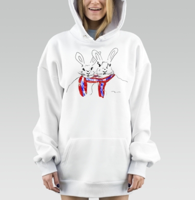 Теплые зайцы, Hoodie Mjhigh Dig, оверсайз, утепленная