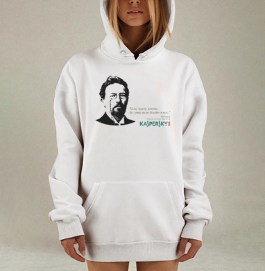 Классический юмор с Чеховым и Kaspersky для защиты, Hoodie Mjhigh Dig, оверсайз, утепленная