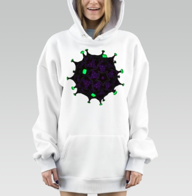 Детализированное вирусное биомеханическое изображение, Hoodie Mjhigh Dig, оверсайз, утепленная