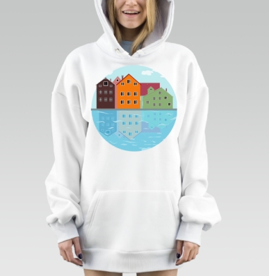 Город у реки, Hoodie Mjhigh Dig, оверсайз, утепленная