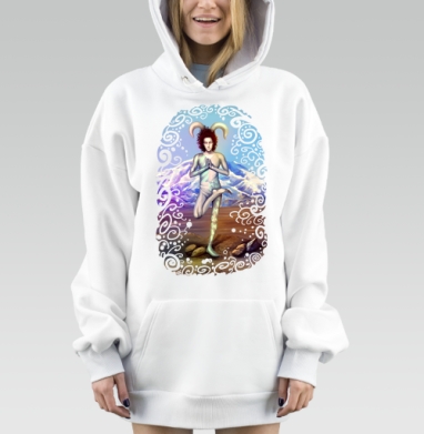 Сюрреалистичный арлекин в позе йоги с рогами, Hoodie Mjhigh Dig, оверсайз, утепленная