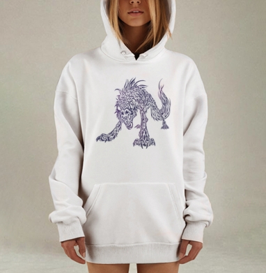 космический волк, Hoodie Mjhigh Dig, оверсайз, утепленная