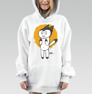 Симпатичный котик Пэп забавный милый kawaii спокойный мультяшный, Hoodie Mjhigh Dig, оверсайз, утепленная