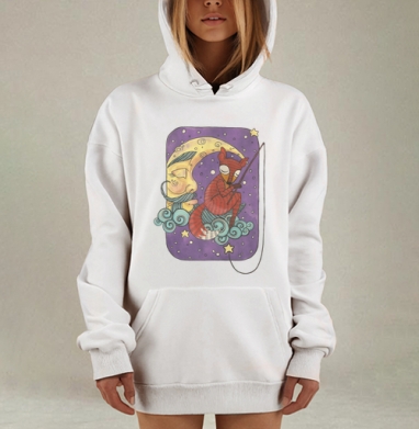 Мечтательная лисица, ловящая звезды, Hoodie Mjhigh Dig, оверсайз, утепленная