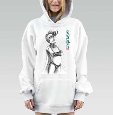 Ироничный герой с логотипом Kaspersky, Hoodie Mjhigh Dig, оверсайз, утепленная