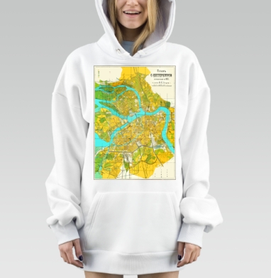 Винтажная карта Санкт-Петербурга 1903 года, Hoodie Mjhigh Dig, оверсайз, утепленная