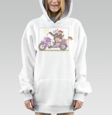 Веселая байкерская сцена Волк и Красная Шапочка, Hoodie Mjhigh Dig, оверсайз, утепленная