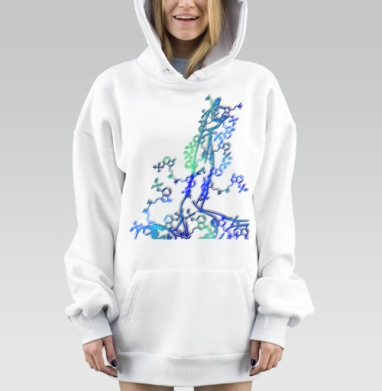 Неоновая молекулярная фигура человека, Hoodie Mjhigh Dig, оверсайз, утепленная