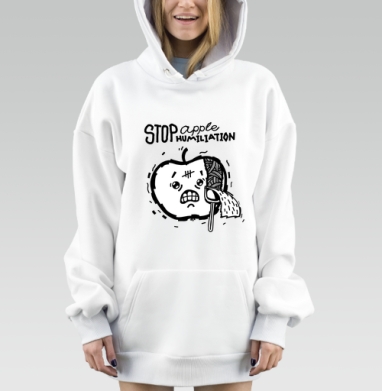 Сатирическое изображение: Яблоко против унижения, Hoodie Mjhigh Dig, оверсайз, утепленная