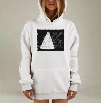 Тайна света и тени: загадочная сцена обмена, Hoodie Mjhigh Dig, оверсайз, утепленная