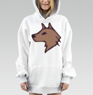 Стилизованная голова волка в графическом стиле, Hoodie Mjhigh Dig, оверсайз, утепленная
