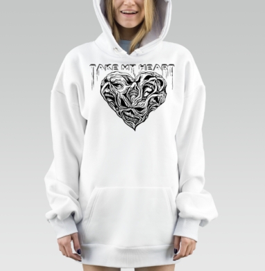 Футболка с готическим сердцем и надписью, Hoodie Mjhigh Dig, оверсайз, утепленная
