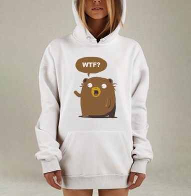 Медвежонок WTF — милый шок и удивление, Hoodie Mjhigh Dig, оверсайз, утепленная