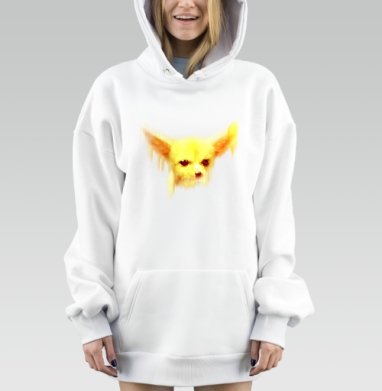 Желтый фенек эффект плавления мягкая иллюстрация, Hoodie Mjhigh Dig, оверсайз, утепленная