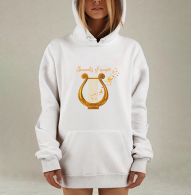 Волшебная музыка золотая лира звуки магии, Hoodie Mjhigh Dig, оверсайз, утепленная