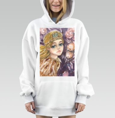 Волшебная дева с розами и короной из сказки, Hoodie Mjhigh Dig, оверсайз, утепленная