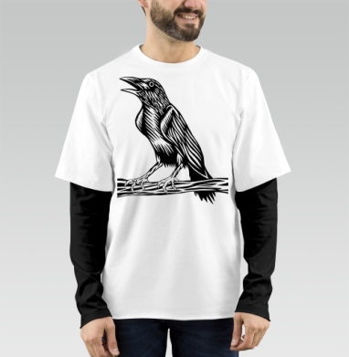 Raven / Ворон, Футболка мужская лонгслив OneOne