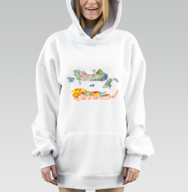 Яркая гоночная машина на дороге в акварельном стиле, Hoodie Mjhigh Dig, оверсайз, утепленная