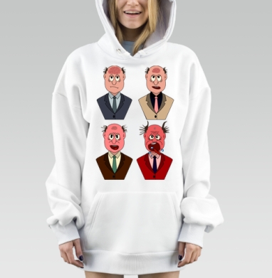 Мужчина эволюция лица злость мозг эмоции, Hoodie Mjhigh Dig, оверсайз, утепленная