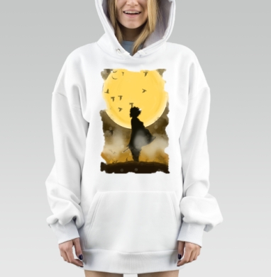 Одинокий Самурай Под Большой Луной, Hoodie Mjhigh Dig, оверсайз, утепленная