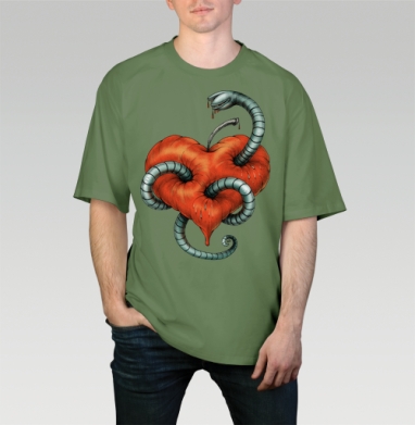 Искушение и боль в сердце, Футболка мужская оверсайз оливковая