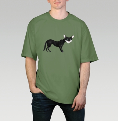 Istambul cat / Стамбульский кот, Футболка мужская оверсайз оливковая