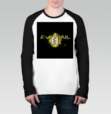 Логотип личного бренда EvilHail на черном фоне, Футболка длинный рукав / Мужчинам / Реглан / Принт