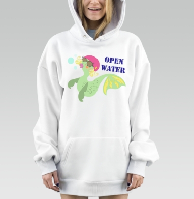 Русалочка в открытой воде для любителей Открытой Воды, Hoodie Mjhigh Dig, оверсайз, утепленная