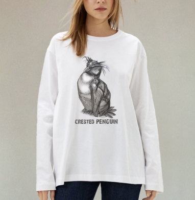 Черно белый пингвин с гребнем в карандаше - Женские Футболки