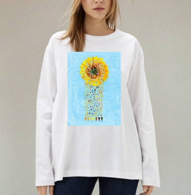 Sunflower / Подсолнух, Футболка лонгслив женская белая