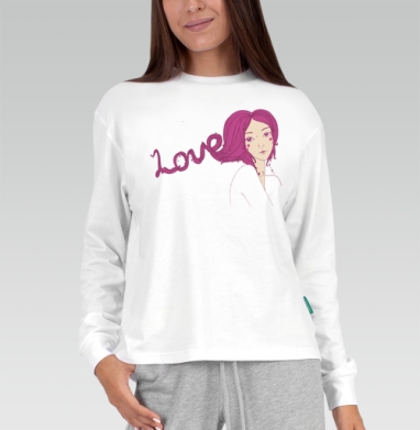 Love is in the hair  / Любовь в волосах, Футболка лонгслив женская белая