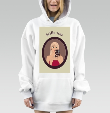 Девушка с зелеными глазами и аксессуарами Selfie Time, Hoodie Mjhigh Dig, оверсайз, утепленная