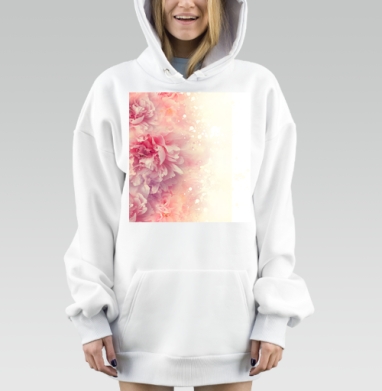 Нежные розовые пионы весеннее цветение красивые цветы, Hoodie Mjhigh Dig, оверсайз, утепленная