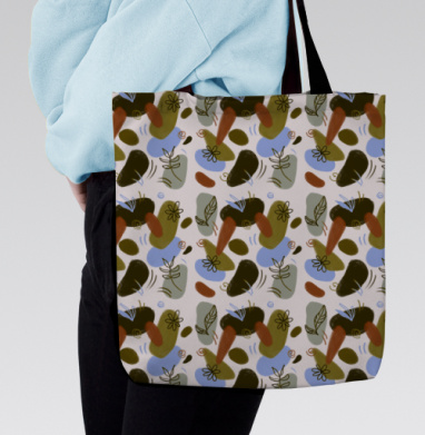 Абстрактная растительность в нежной палитре синего - prints&patterns