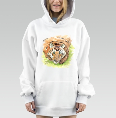 Дальний восточный тигр символ нового года, Hoodie Mjhigh Dig, оверсайз, утепленная