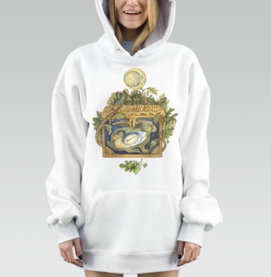 Мистические птицы и растения в природном мире, Hoodie Mjhigh Dig, оверсайз, утепленная