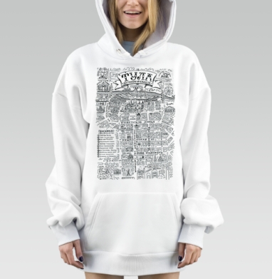 Карта Тулы с достопримечательностями и улицами для фанатов, Hoodie Mjhigh Dig, оверсайз, утепленная