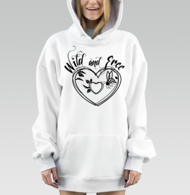 Дикий и Свободный сердце с листьями насекомым, Hoodie Mjhigh Dig, оверсайз, утепленная