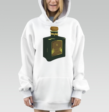 Темно зеленая бутылка со скорпионом и руками на этикетке для интерьера, Hoodie Mjhigh Dig, оверсайз, утепленная
