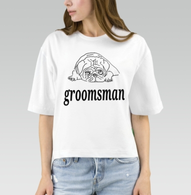 Ироничная собака усталый дружок жениха groomsman, Футболка женская оверсайз Mido
