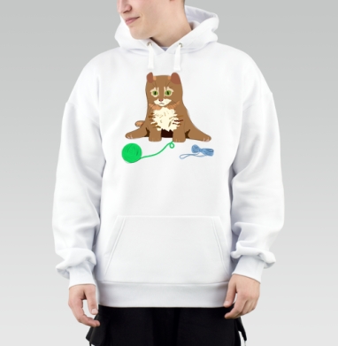 Игровой милый котёнок с зелёным клубком пряжи, Толстовка Mjhigh, утепленная