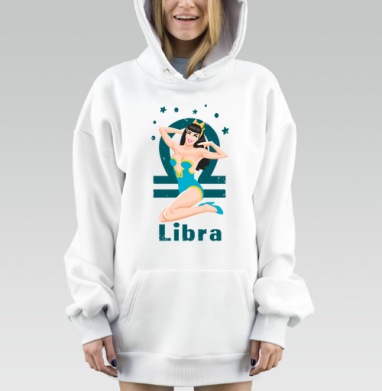 Девушка Весы в стиле пинап с символом баланса Весы, Hoodie Mjhigh Dig, оверсайз, утепленная