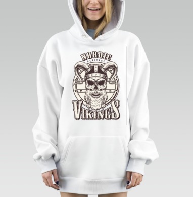 Череп викингов с бородой на щите череп викингов с бородой, Hoodie Mjhigh Dig, оверсайз, утепленная