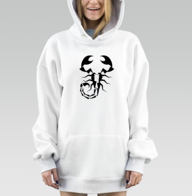 Черный Скорпион На Сером фоне символ опасности силы, Hoodie Mjhigh Dig, оверсайз, утепленная