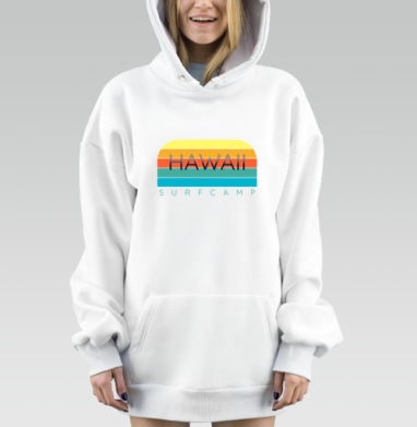Ретро закат гавайский серфинг на гавайях, Hoodie Mjhigh Dig, оверсайз, утепленная